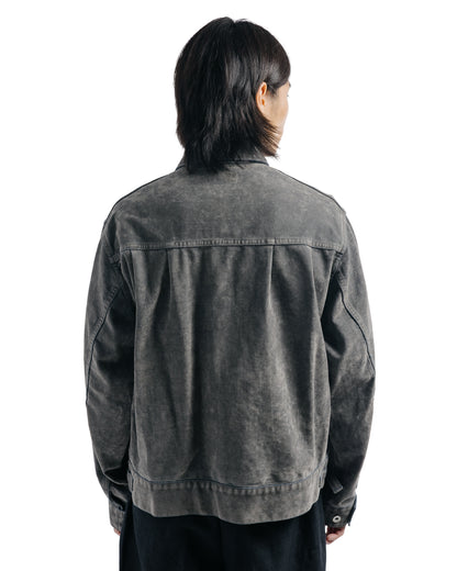 marka Canadian Military Jacket Velvet-Flocked Organic Cotton Denim Gray