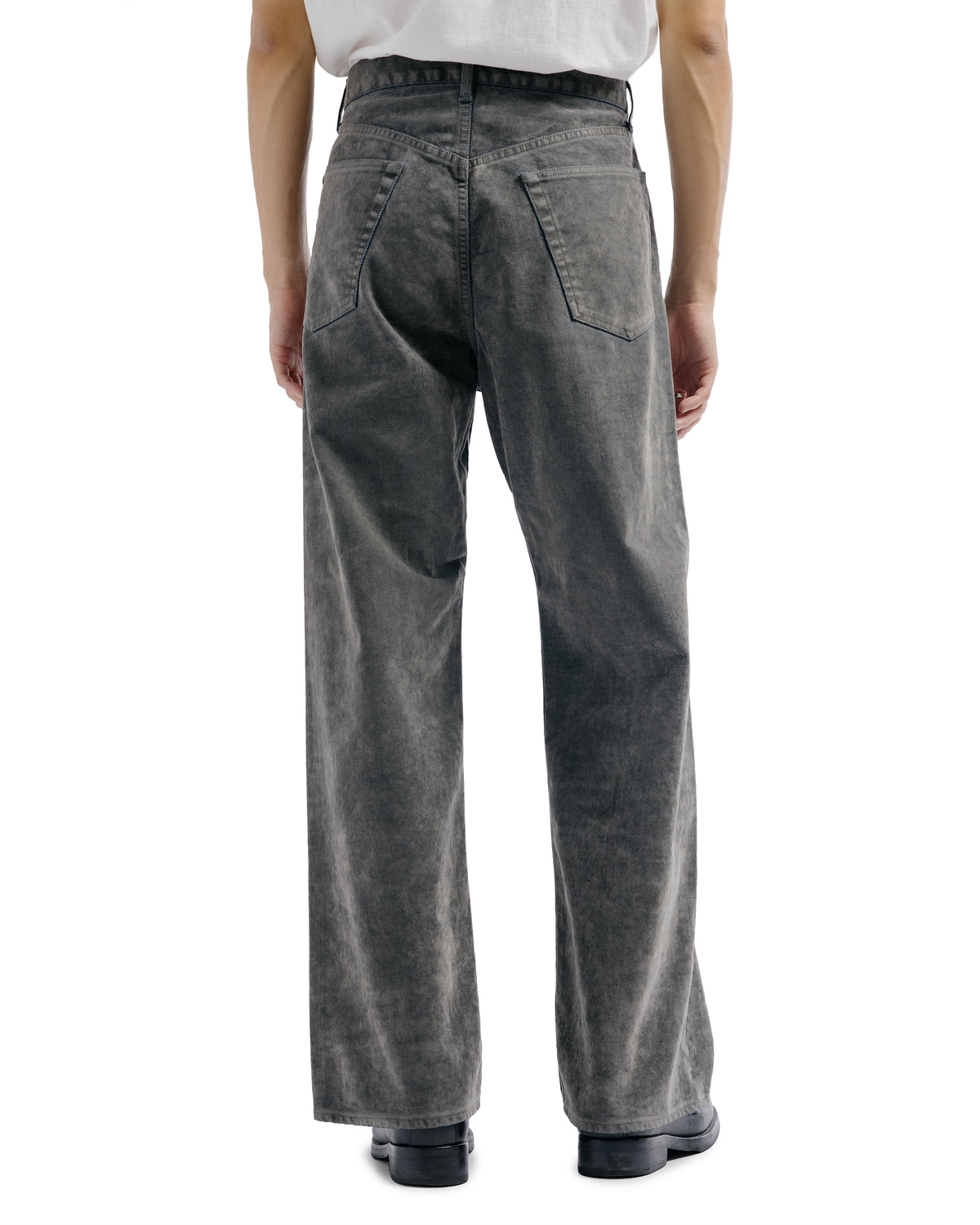 marka Cylinder Fit Jeans Velvet-Flocked Organic Cotton Denim Gray