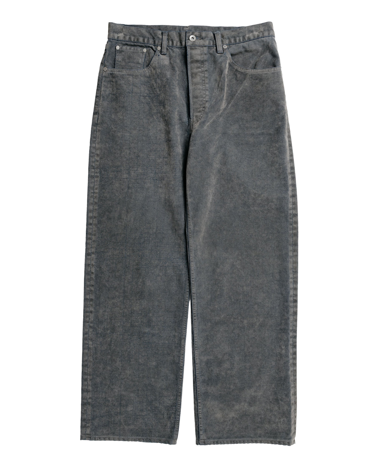 marka Cylinder Fit Jeans Velvet-Flocked Organic Cotton Denim Gray
