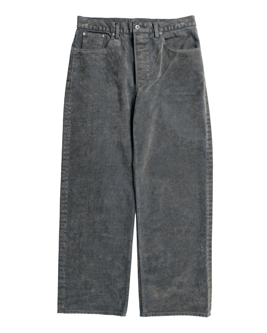 marka Cylinder Fit Jeans Velvet-Flocked Organic Cotton Denim Gray