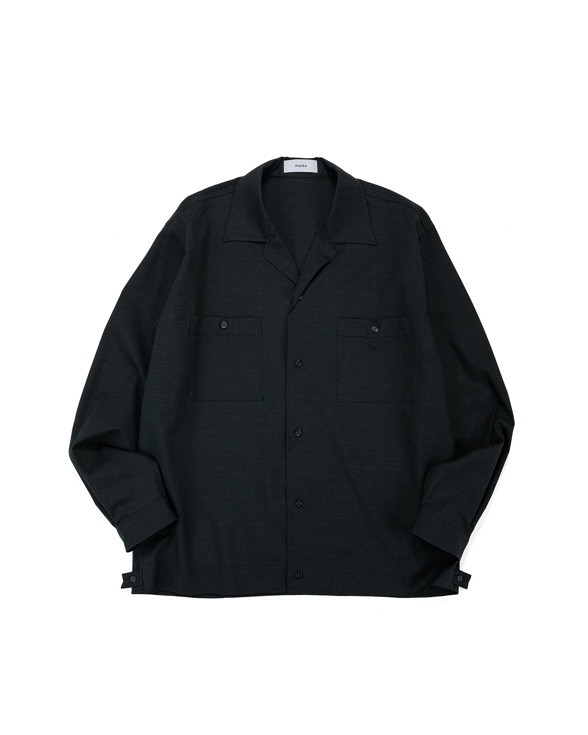 marka Double Pocket Open Collar Shirt 2/72 Wool Tropical Washer Chambr