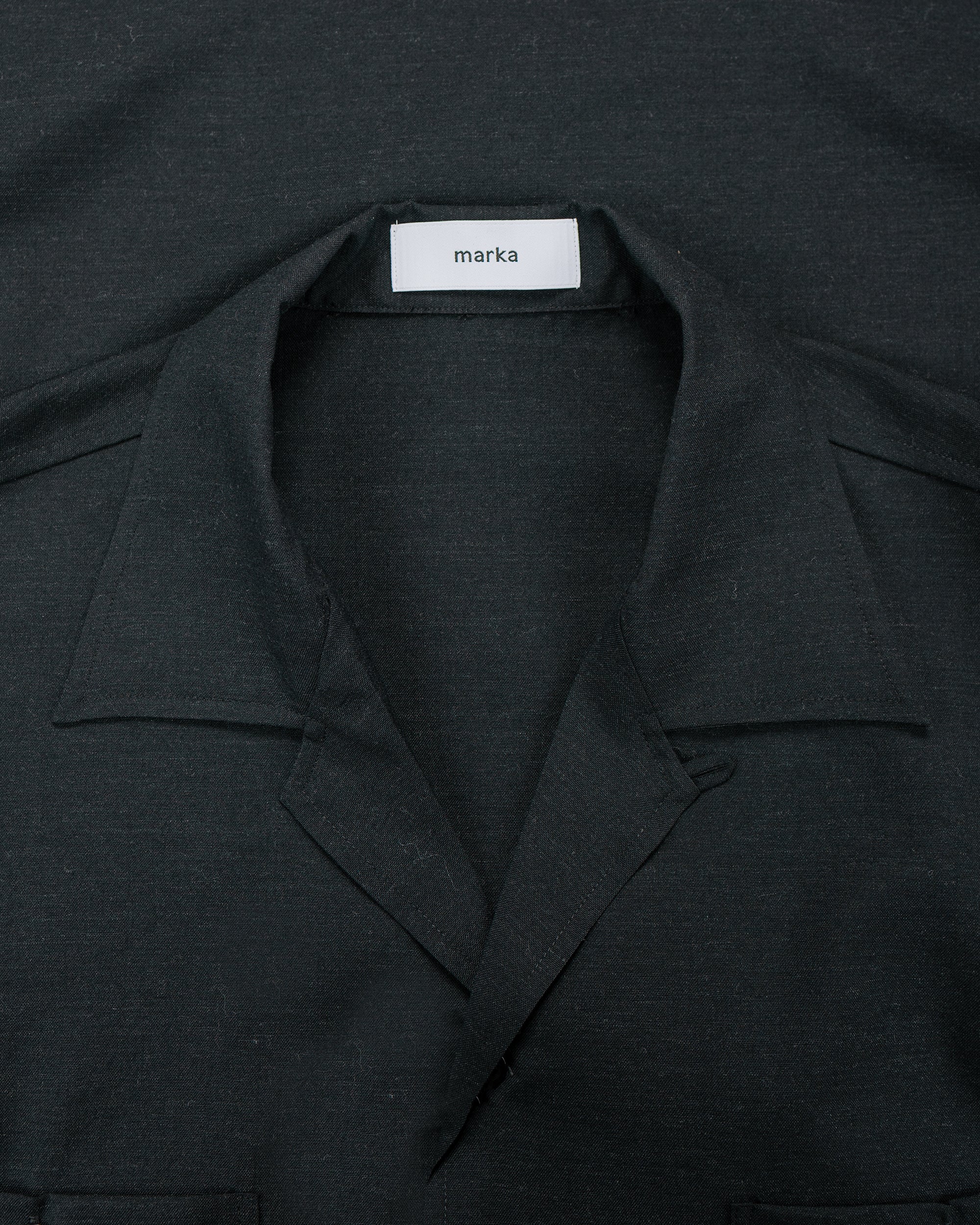 marka Double Pocket Open Collar Shirt 2/72 Wool Tropical Washer Chambr