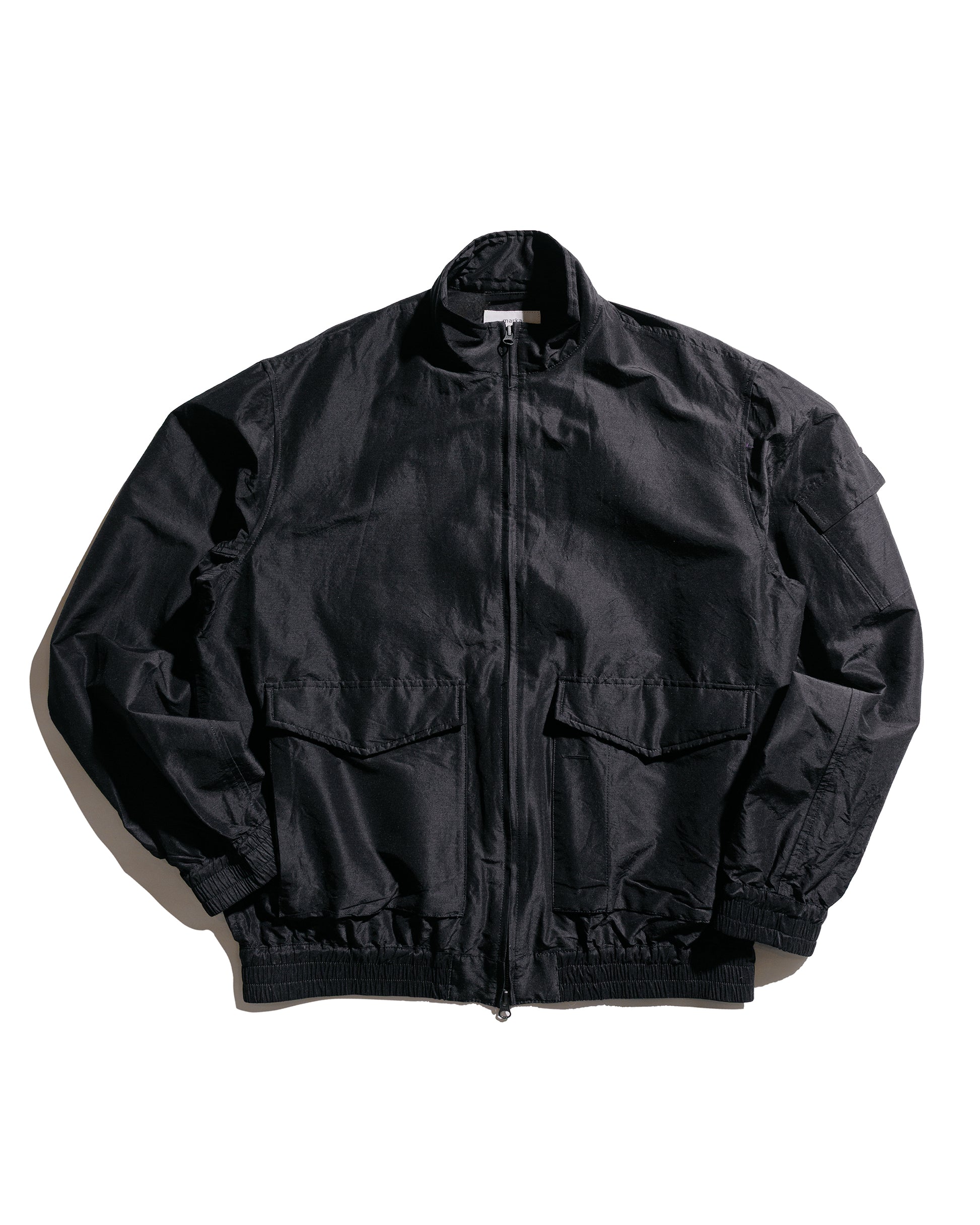 marka Flight Jacket Wool Silk High Count Typewriter Chambray Black