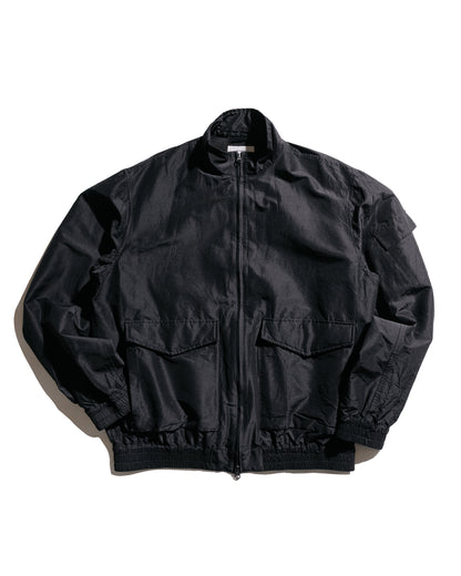 marka Flight Jacket Wool Silk High Count Typewriter Chambray Black