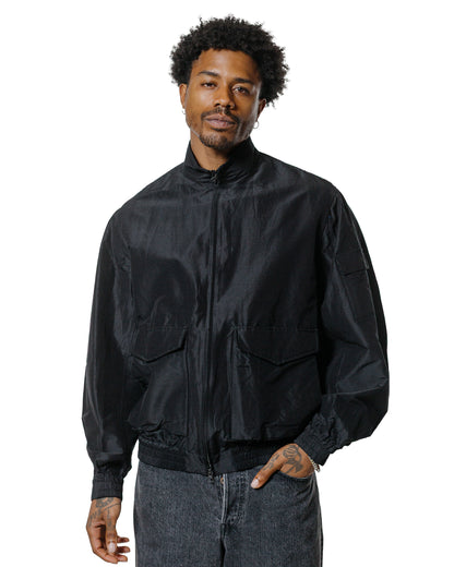 marka Flight Jacket Wool Silk High Count Typewriter Chambray Black