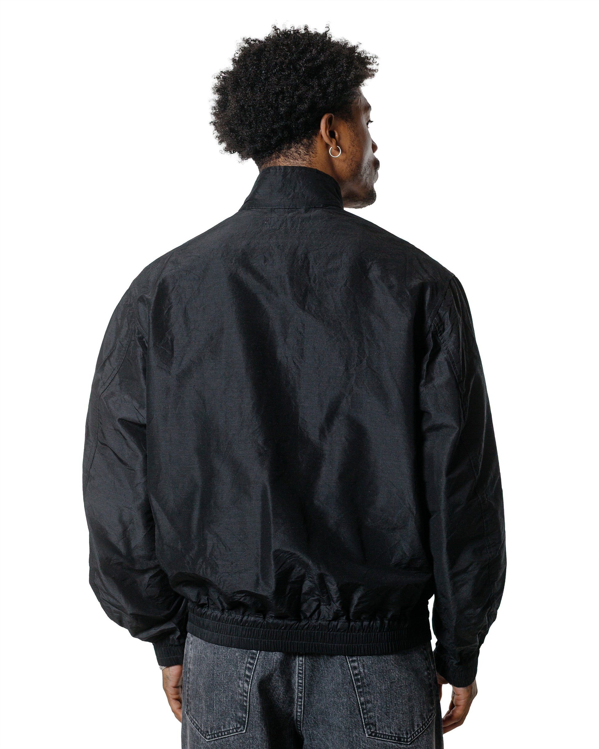 marka Flight Jacket Wool Silk High Count Typewriter Chambray Black