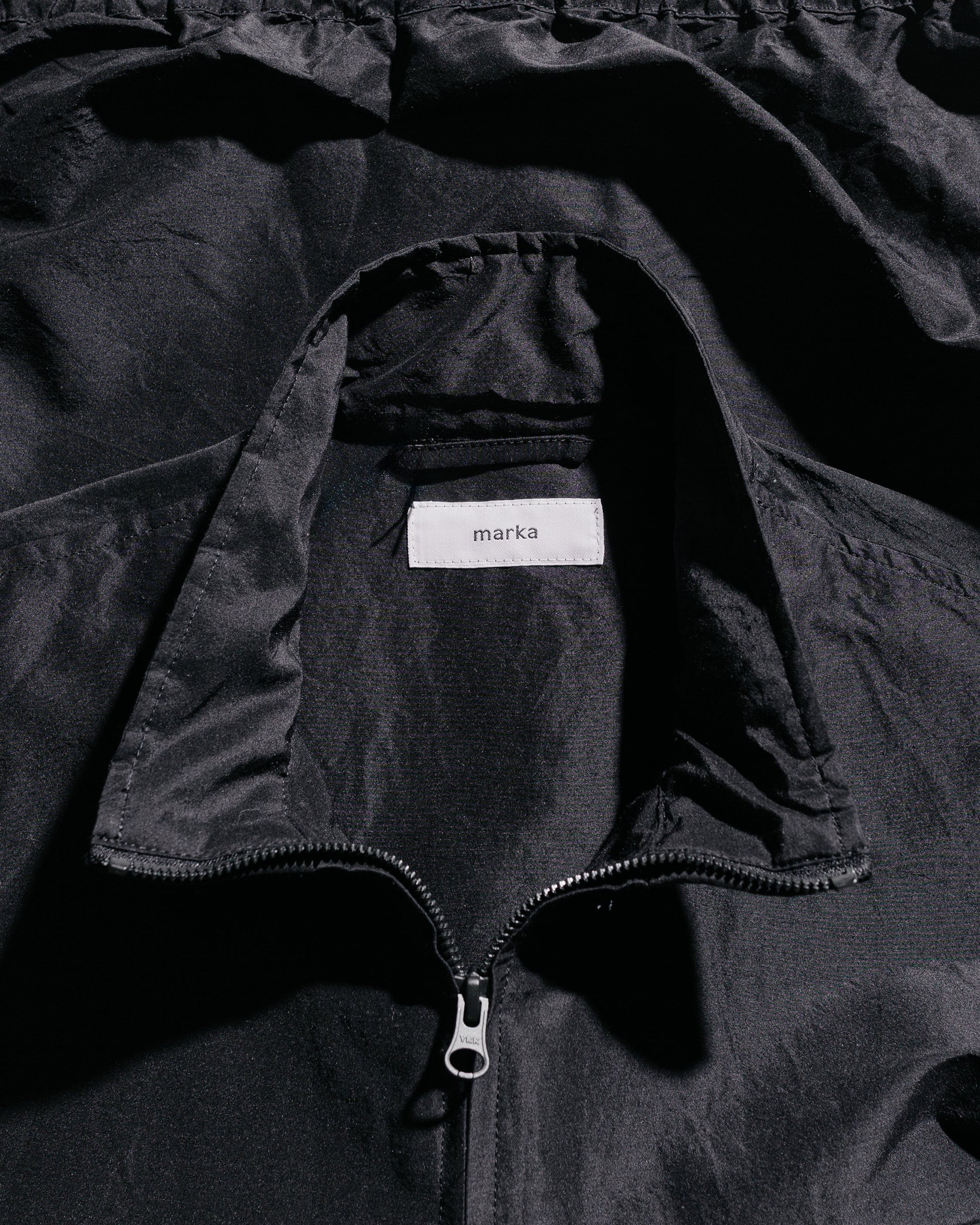 marka Flight Jacket Wool Silk High Count Typewriter Chambray Black