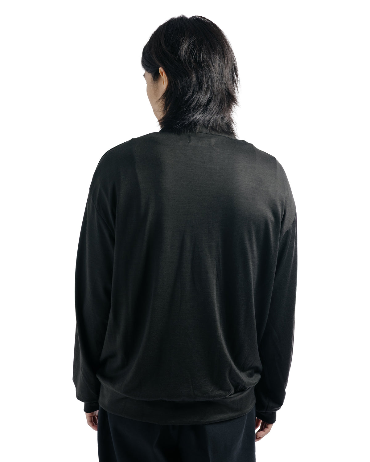 marka Half-Zip Stand Collar Super 100's Washable Wool Jersey Dark Olive