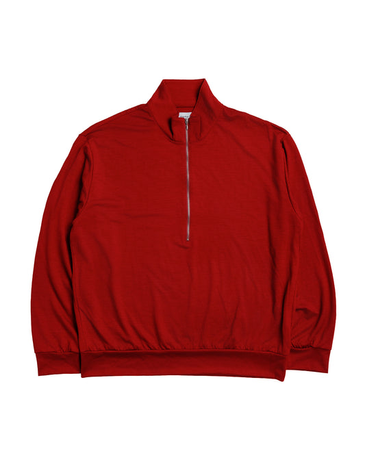 marka Half-Zip Stand Collar Super 100's Washable Wool Jersey Red