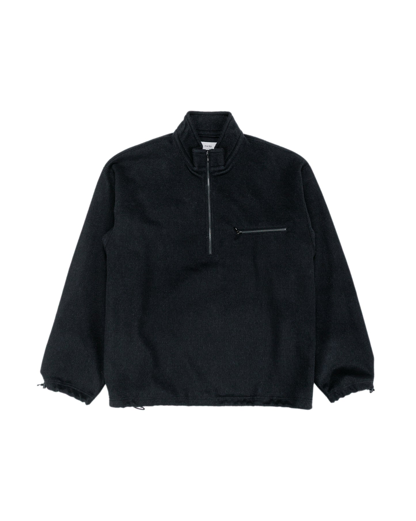 marka Half Zip Shirt Wool Silk Beaver Black