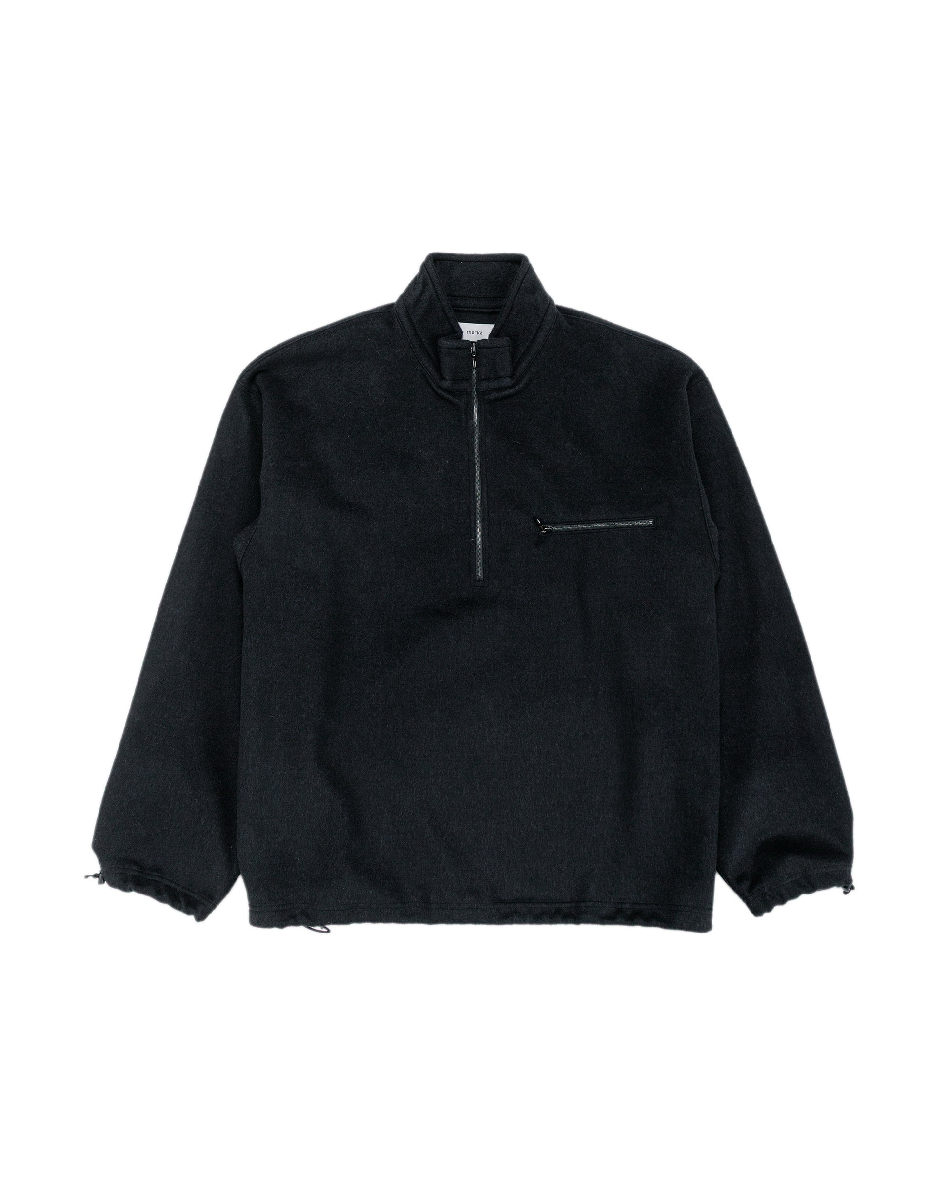 marka Half Zip Shirt Wool Silk Beaver Black