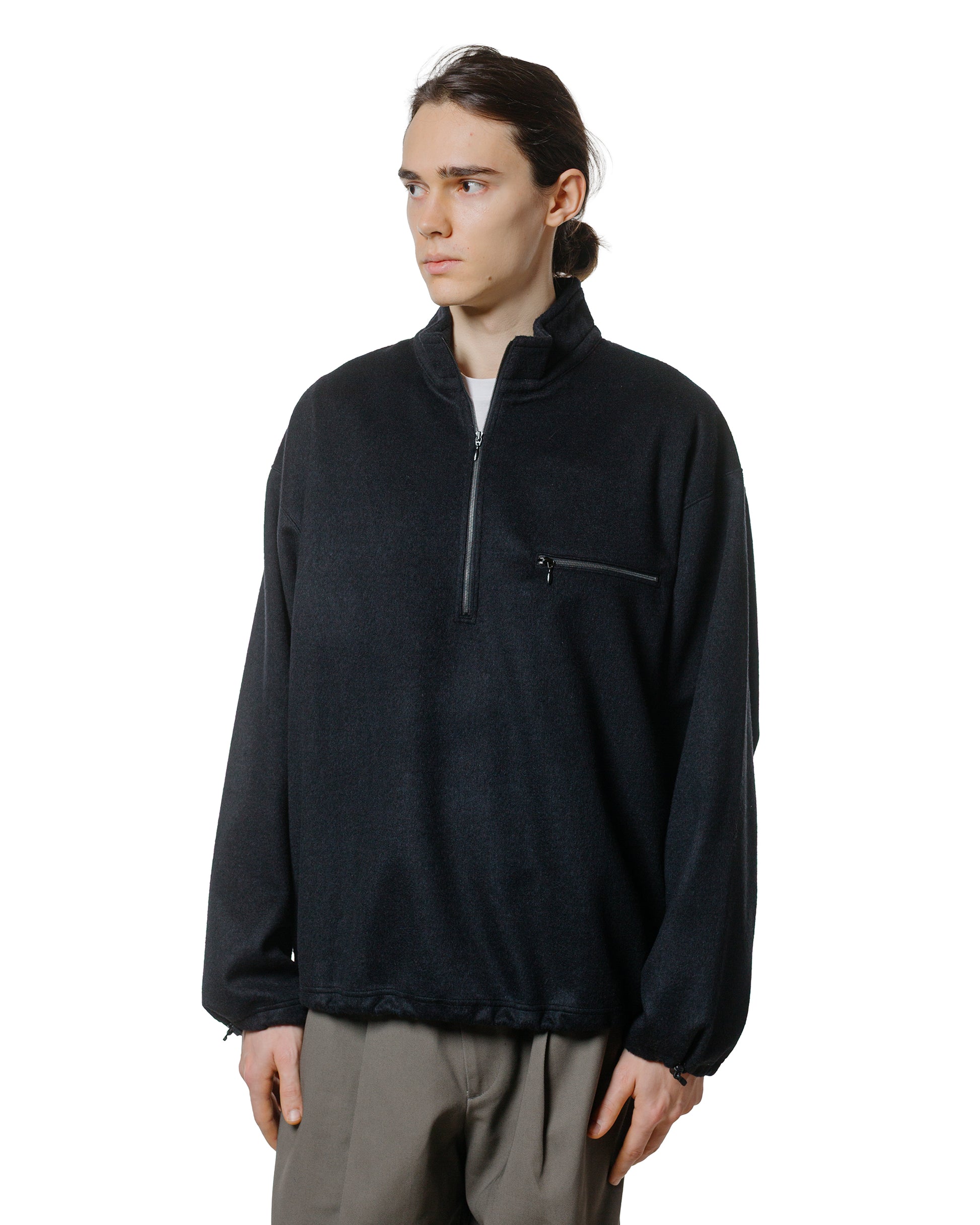 marka Half Zip Shirt Wool Silk Beaver Black