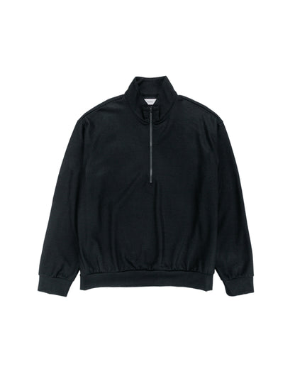 marka Half Zip Stand Collar Super 140s Wool Knit Black