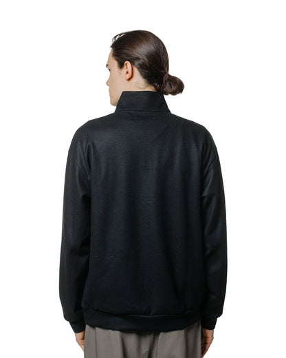 marka Half Zip Stand Collar Super 140s Wool Knit Black