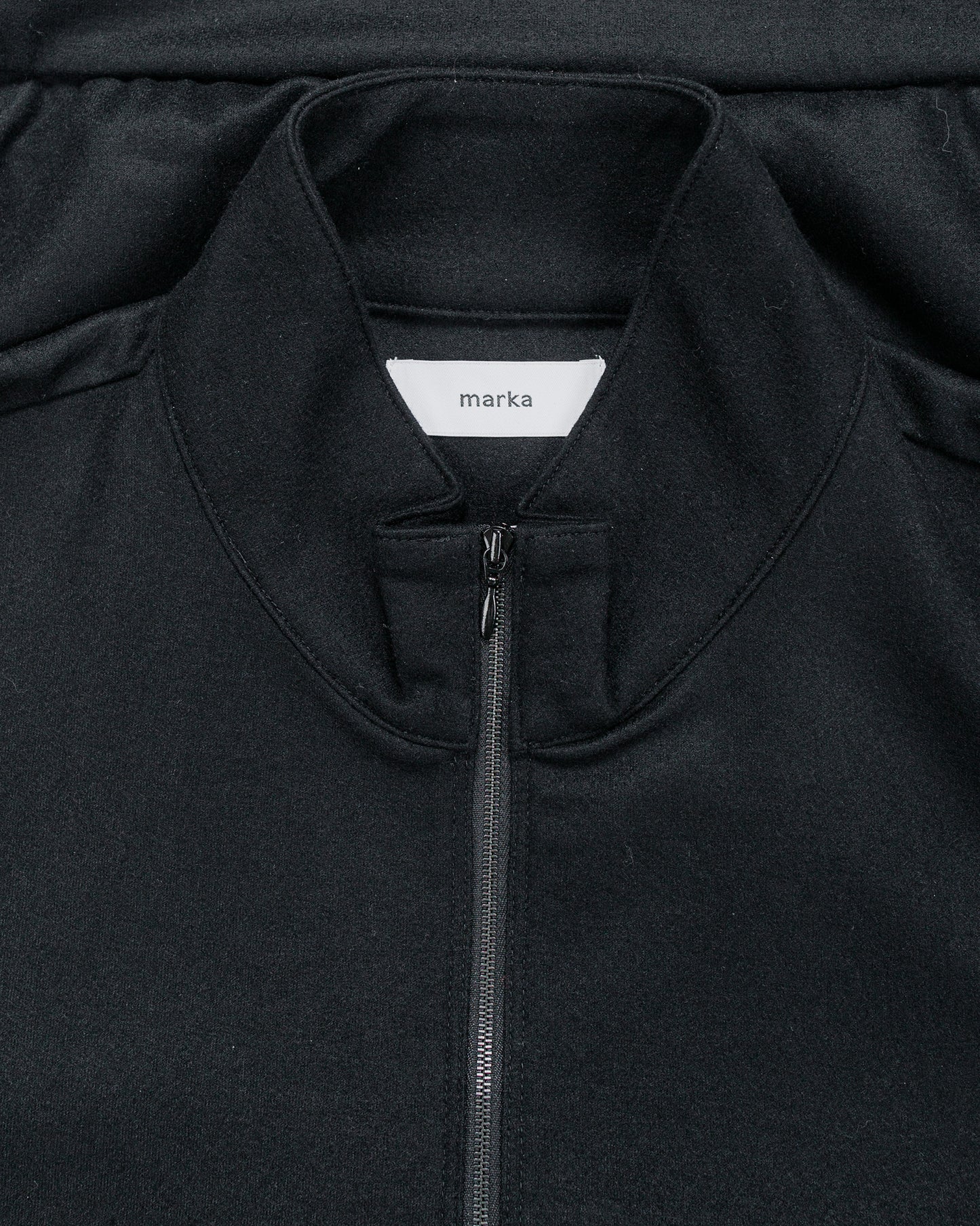 marka Half Zip Stand Collar Super 140s Wool Knit Black