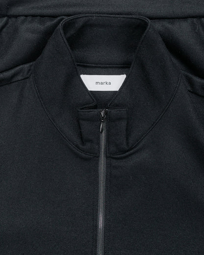 marka Half Zip Stand Collar Super 140s Wool Knit Black