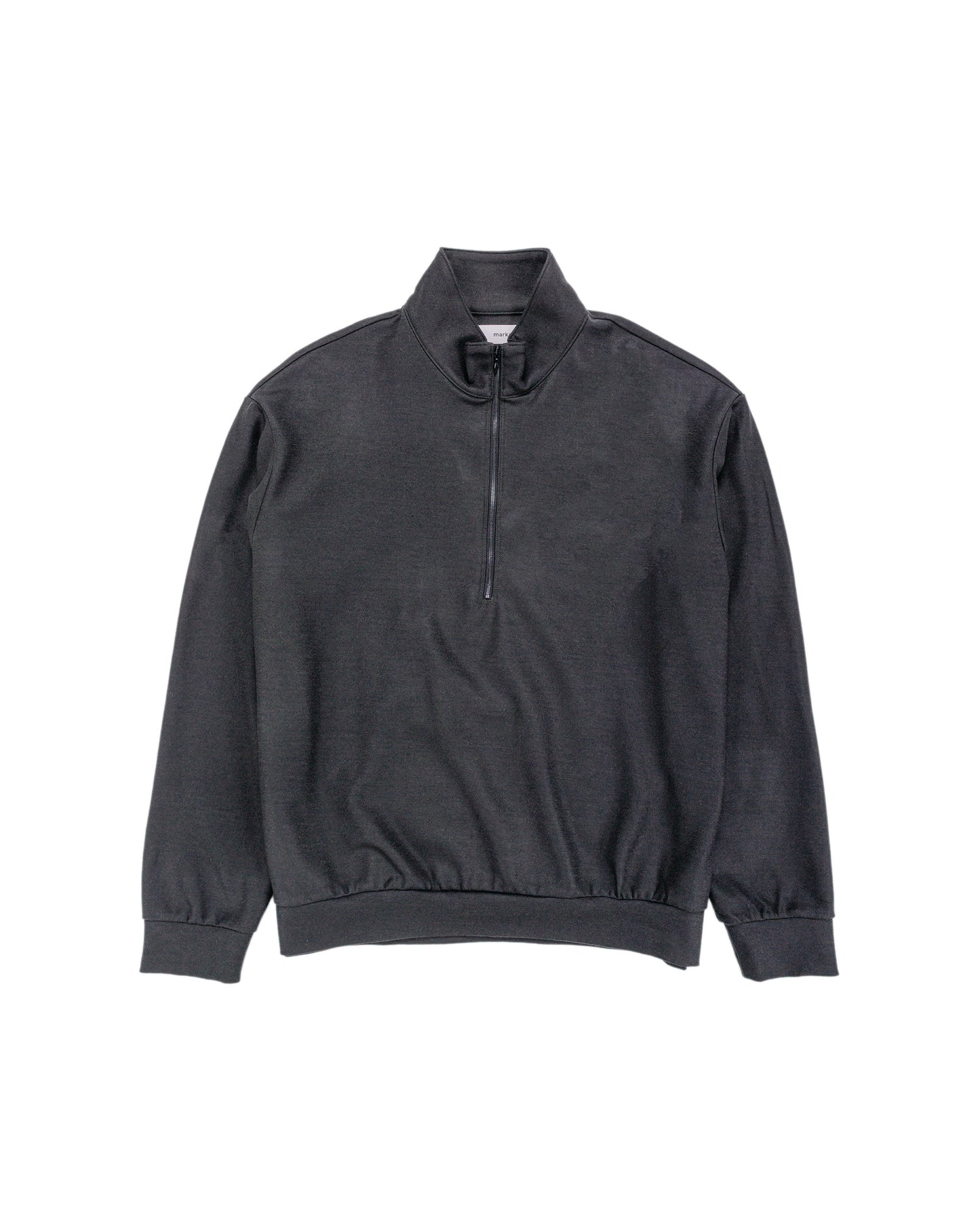 marka Half Zip Stand Collar Super 140s Wool Knit Charcoal`