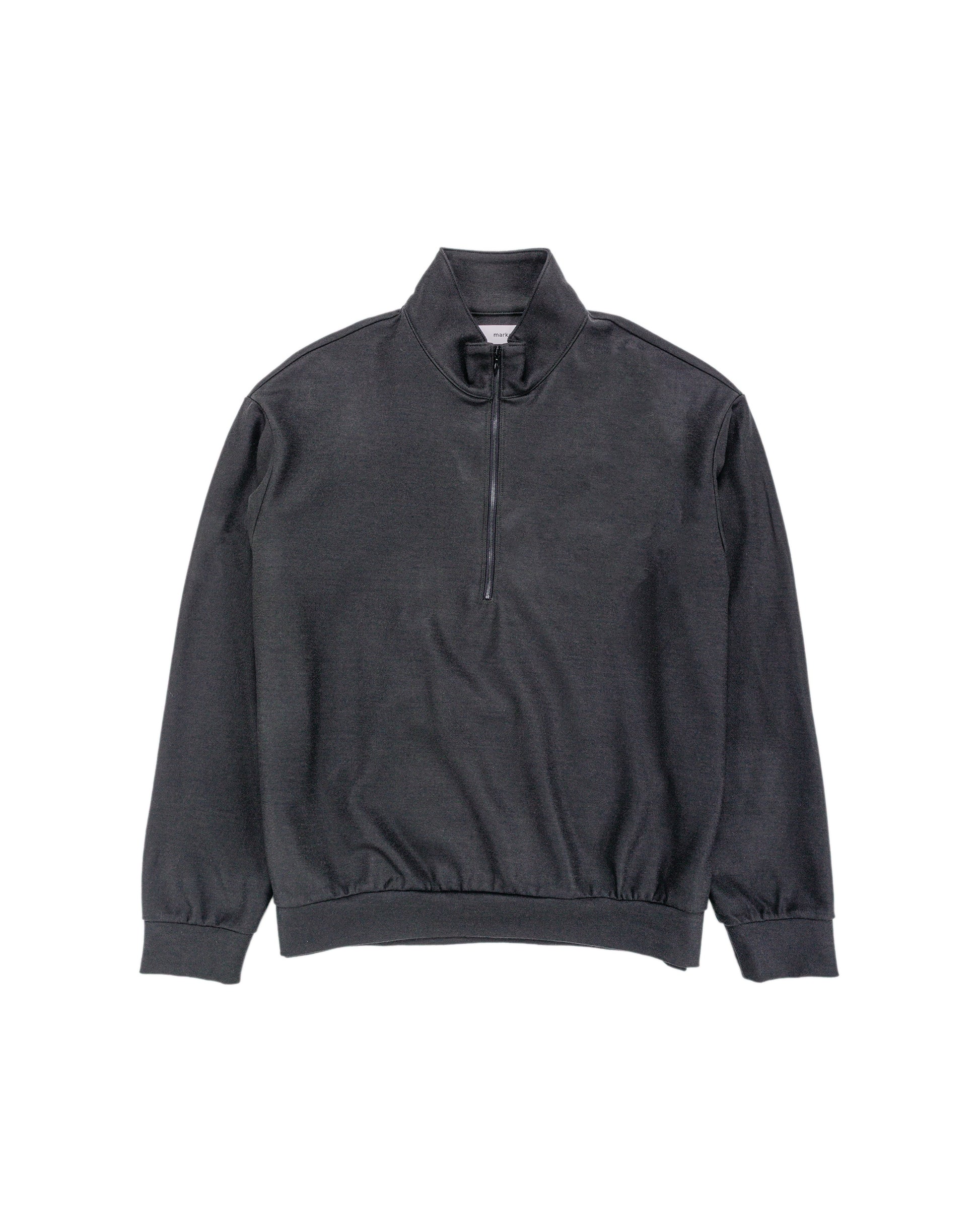 marka Half Zip Stand Collar Super 140s Wool Knit Charcoal`