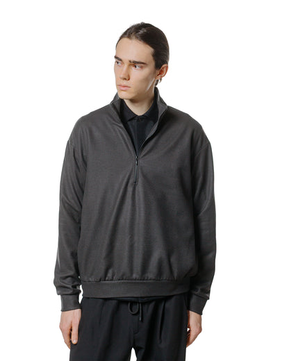 marka Half Zip Stand Collar Super 140s Wool Knit Charcoal