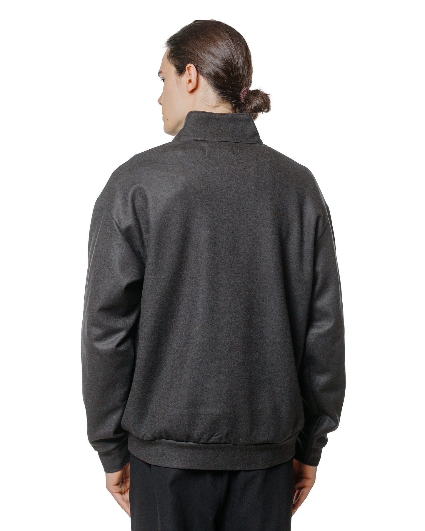 marka Half Zip Stand Collar Super 140s Wool Knit Charcoal