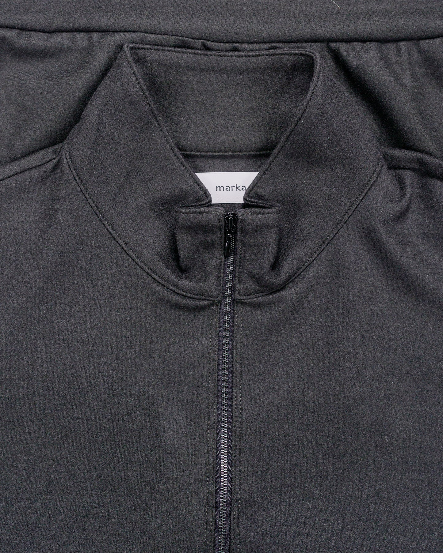 marka Half Zip Stand Collar Super 140s Wool Knit Charcoal