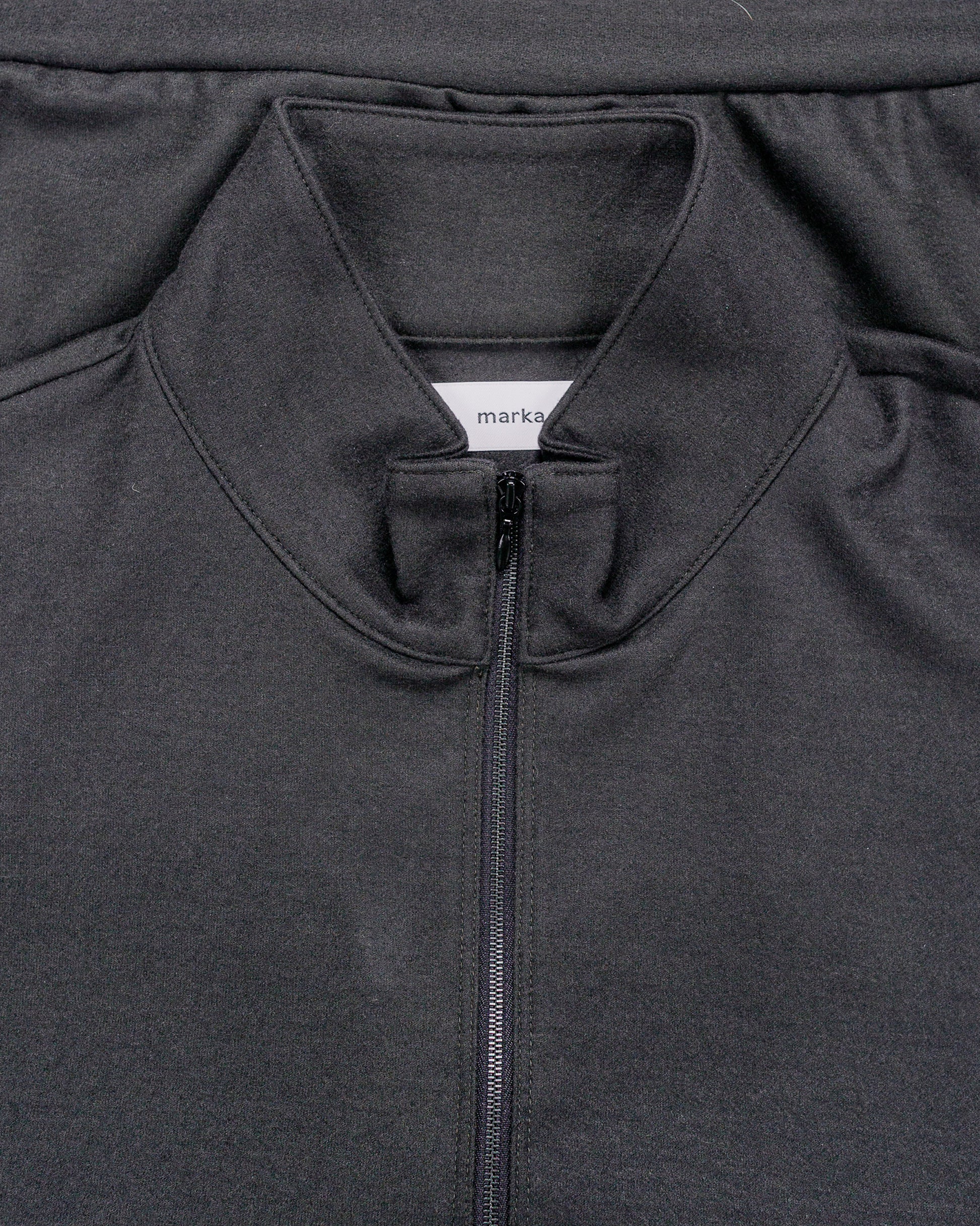 marka Half Zip Stand Collar Super 140s Wool Knit Charcoal