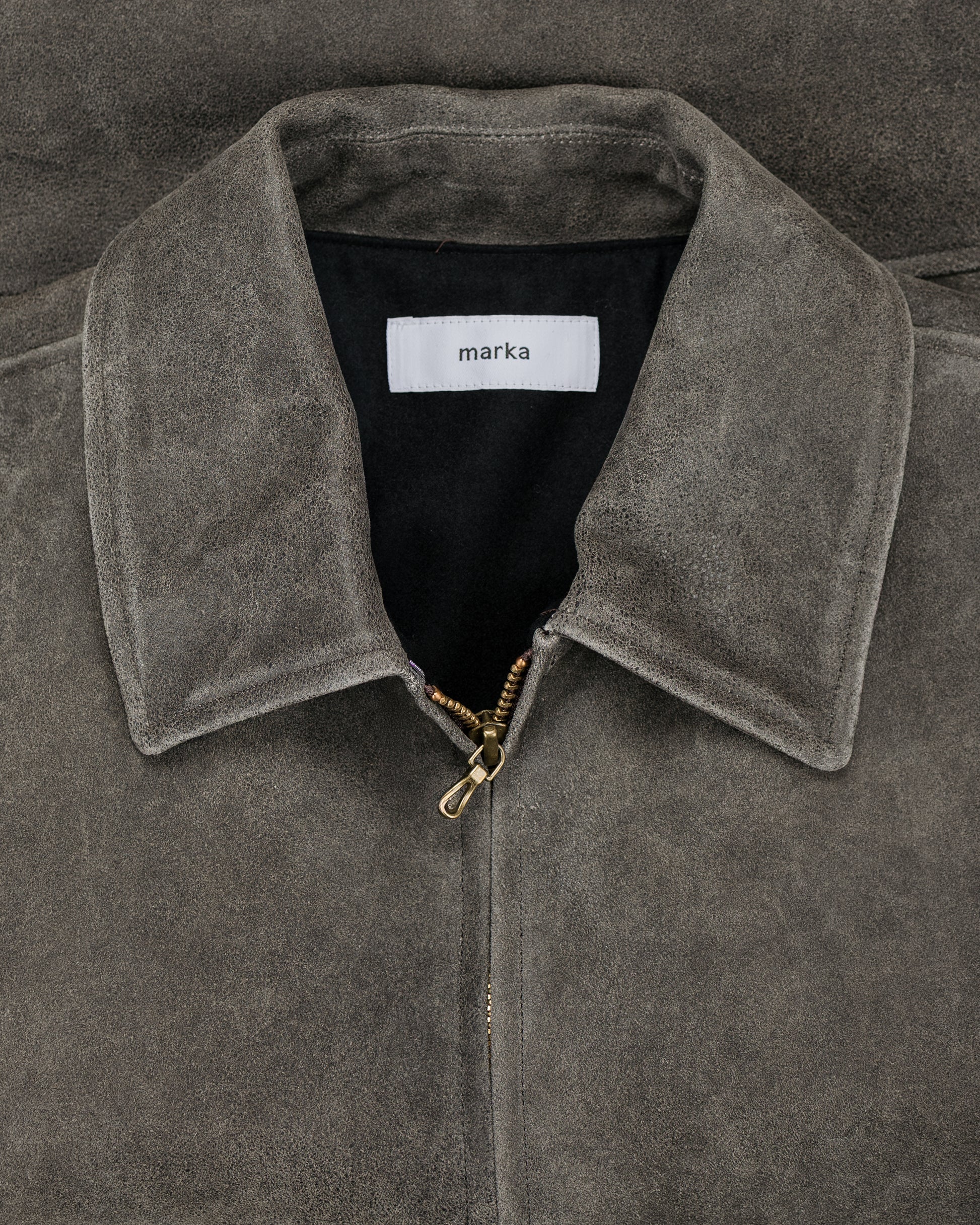marka Leather Sports Jacket Cracked Goat Leather Dark Brown