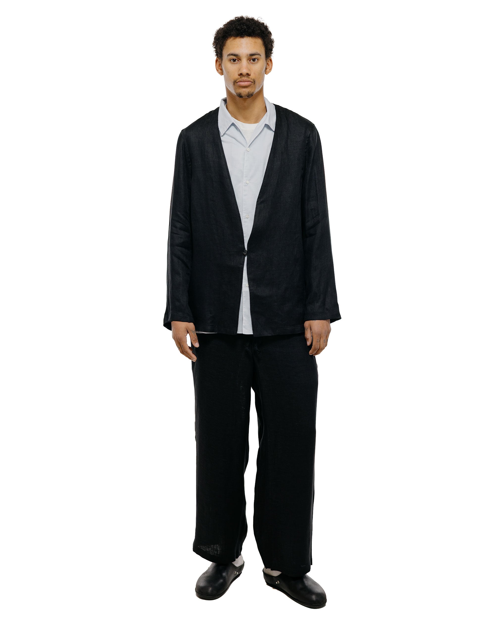 marka Minimalist Jacket Linen Gauze Double Cloth Black marka Minimalist Jacket Linen Gauze Double Cloth Black