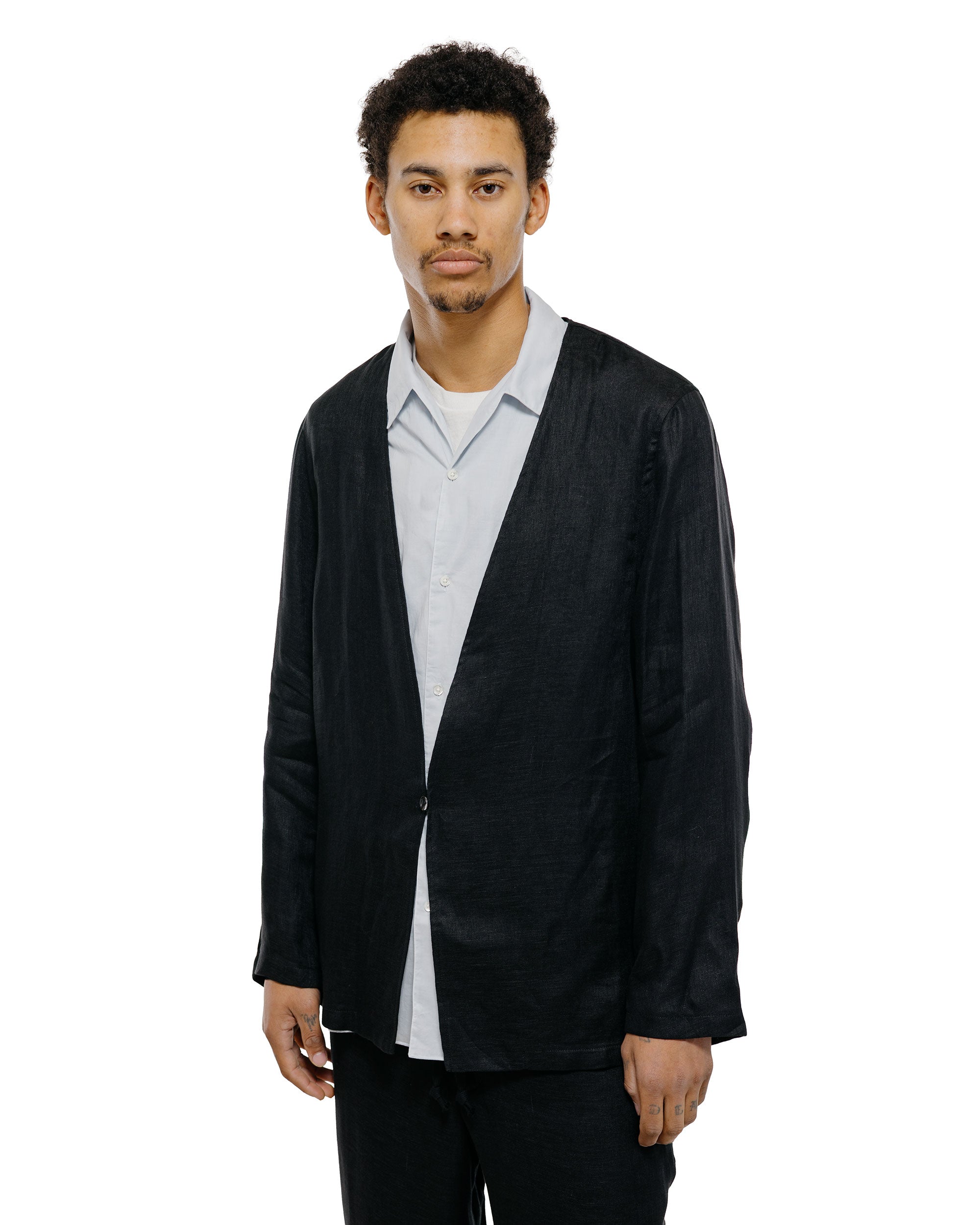 MARKAWARE Open Collar Shirt Hemp Shirting Taupe