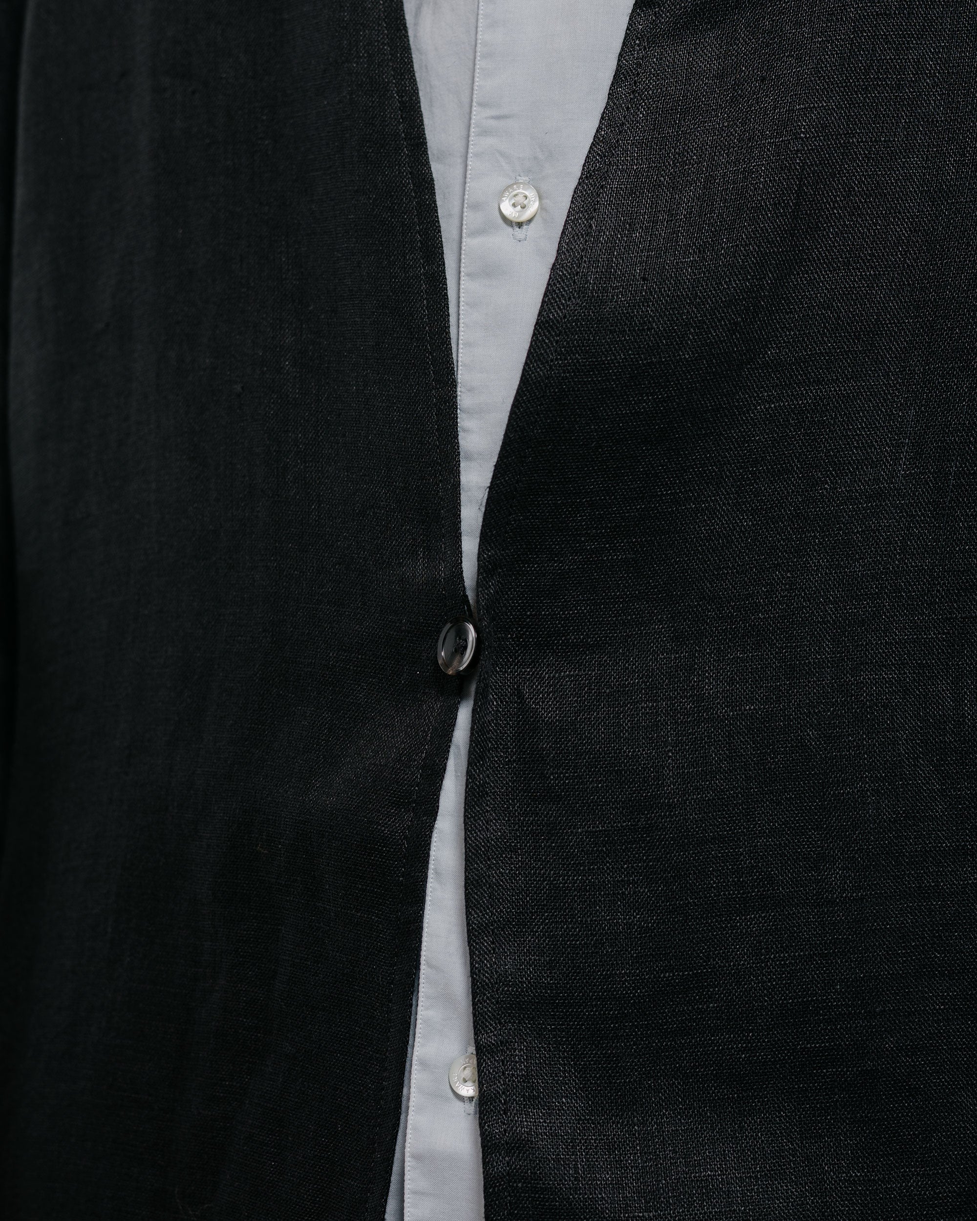 marka Minimalist Jacket Linen Gauze Double Cloth Black