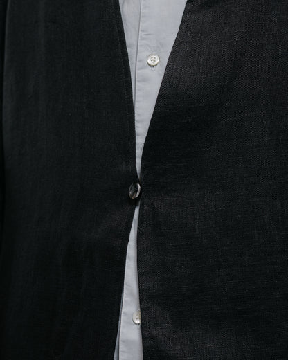 marka Minimalist Jacket Linen Gauze Double Cloth Black