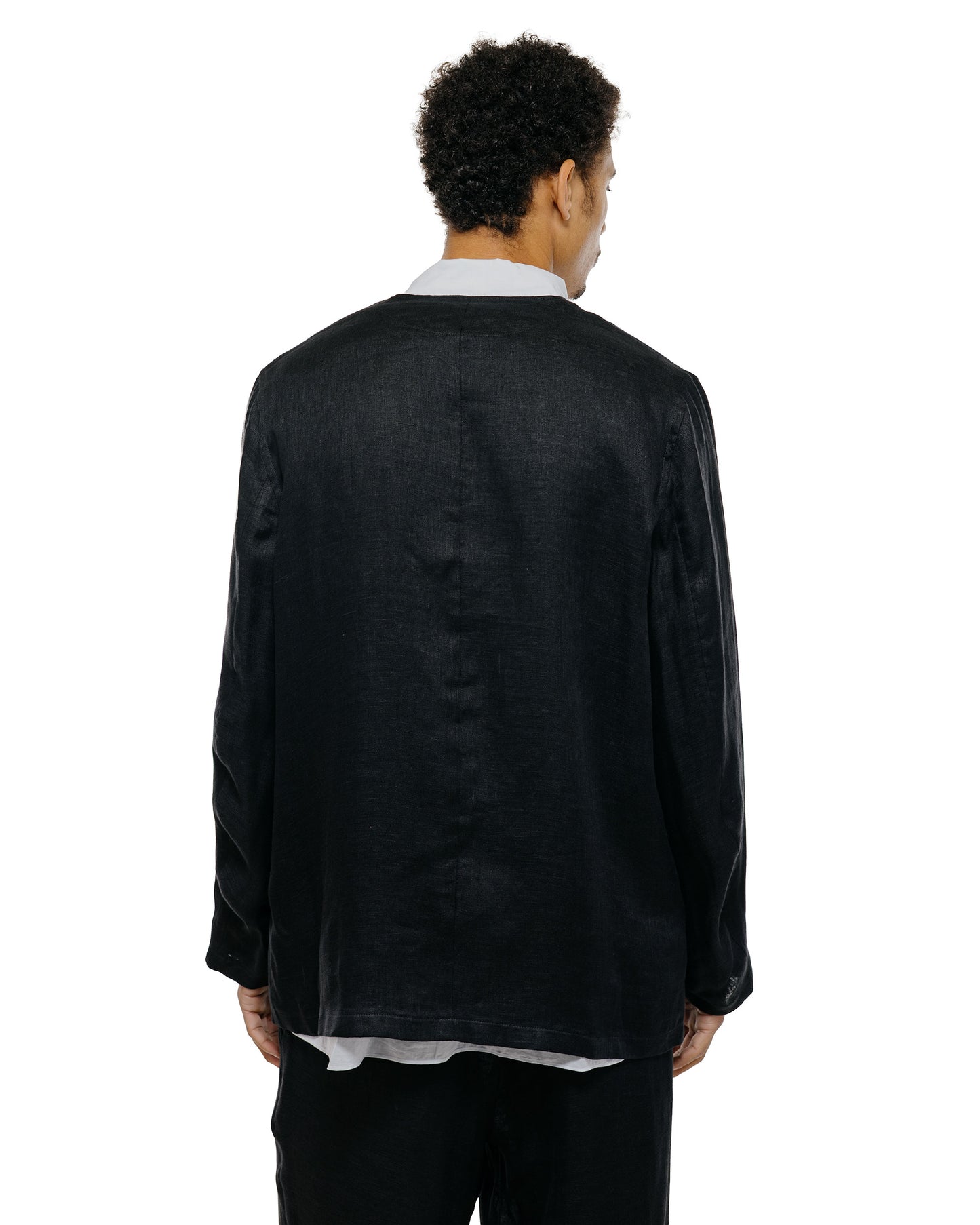 marka Minimalist Jacket Linen Gauze Double Cloth Black