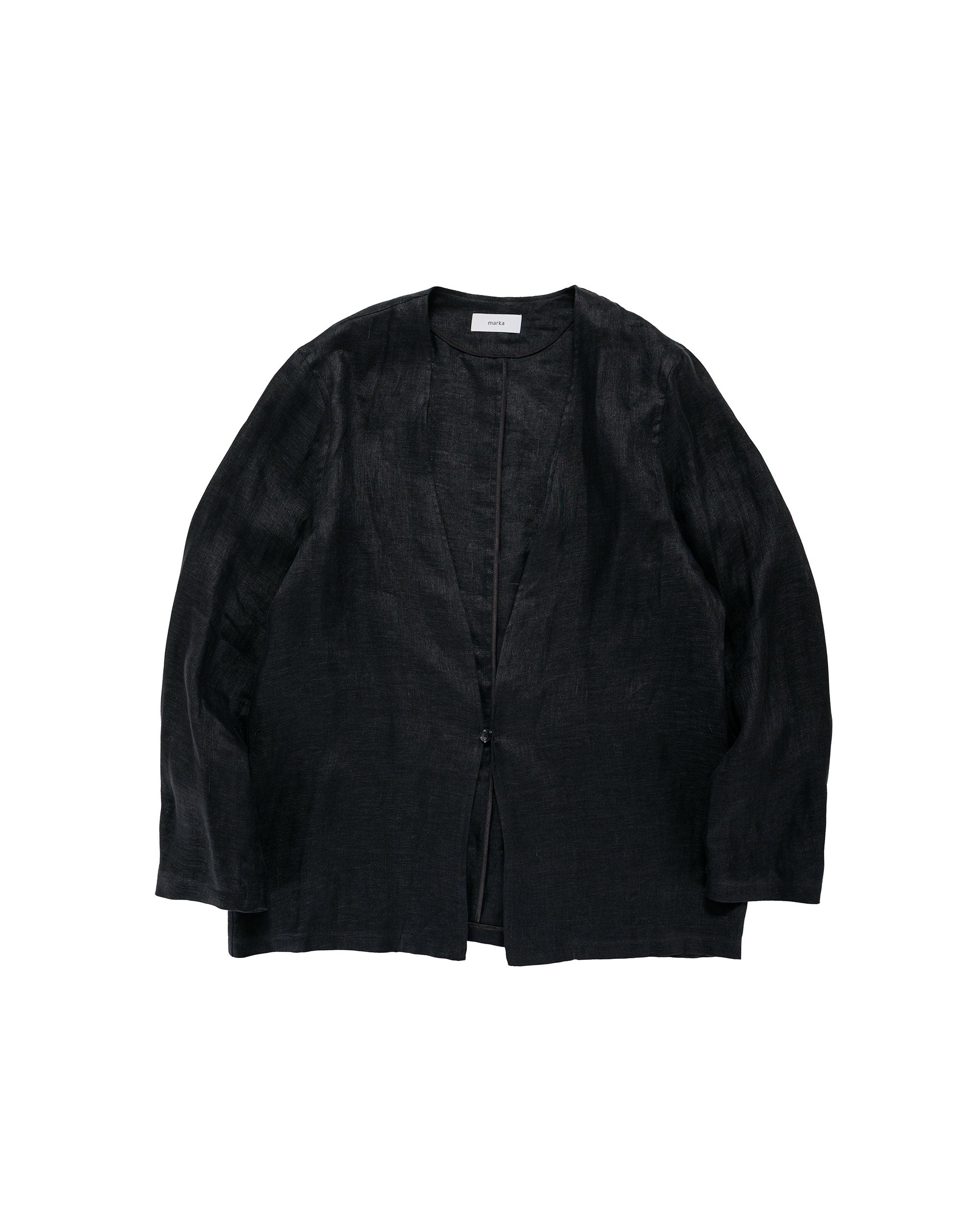 marka Minimalist Jacket Linen Gauze Double Cloth Black