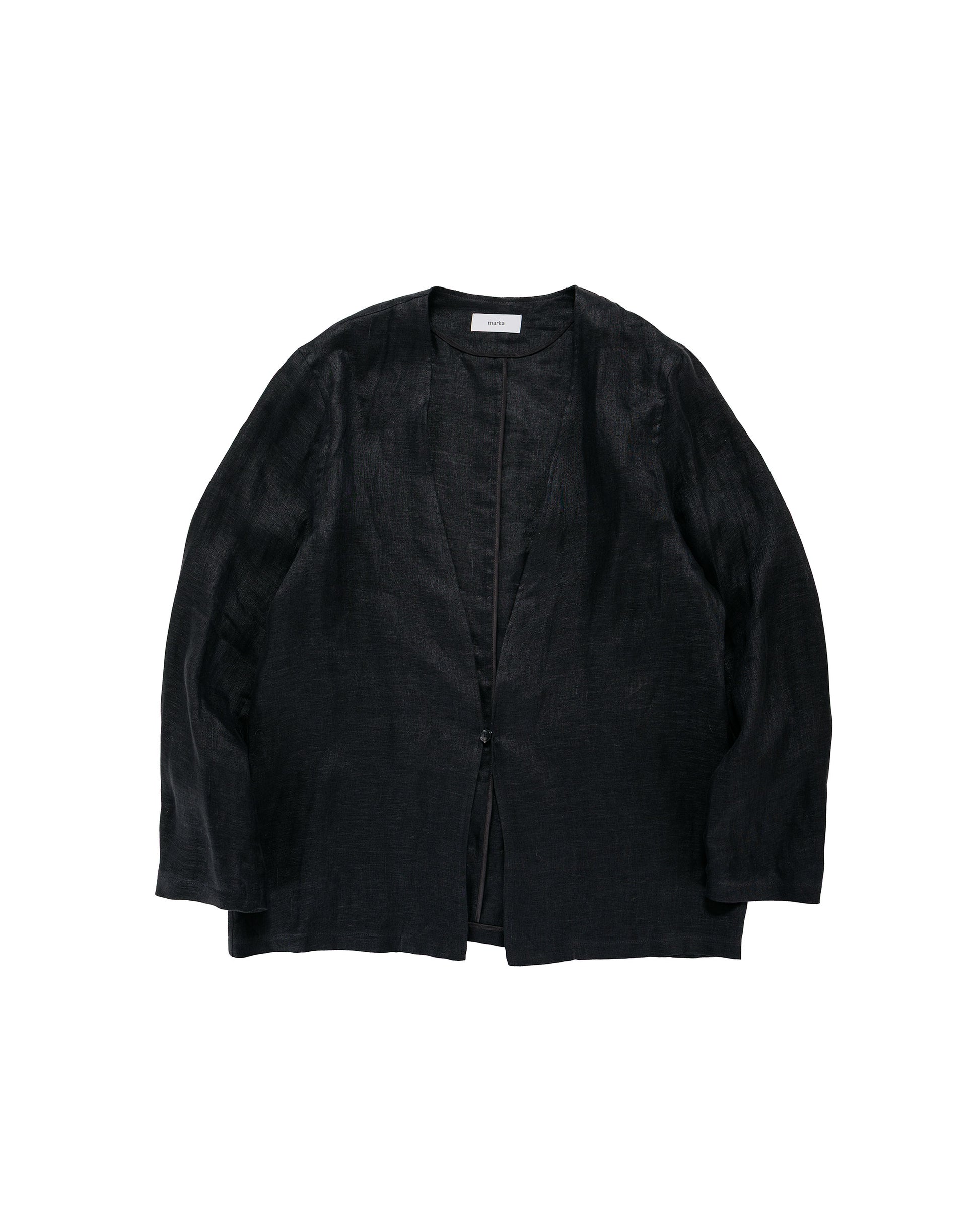 marka Minimalist Jacket Linen Gauze Double Cloth Black