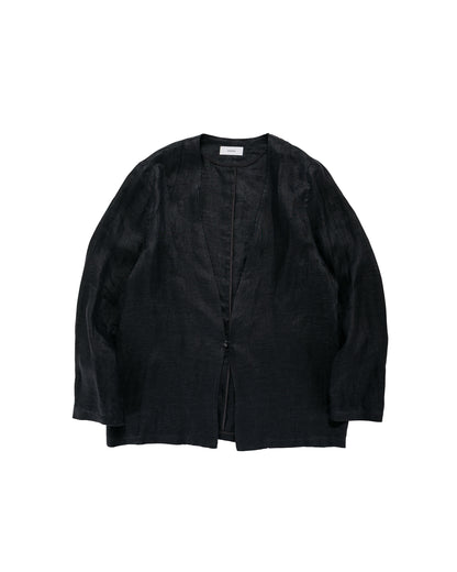 marka Minimalist Jacket Linen Gauze Double Cloth Black