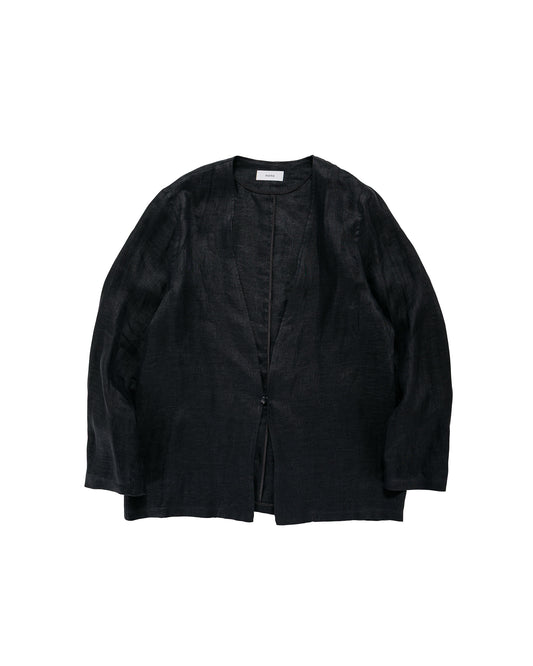 marka Minimalist Jacket Linen Gauze Double Cloth Black