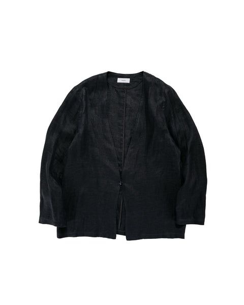 marka Minimalist Jacket Linen Gauze Double Cloth Black