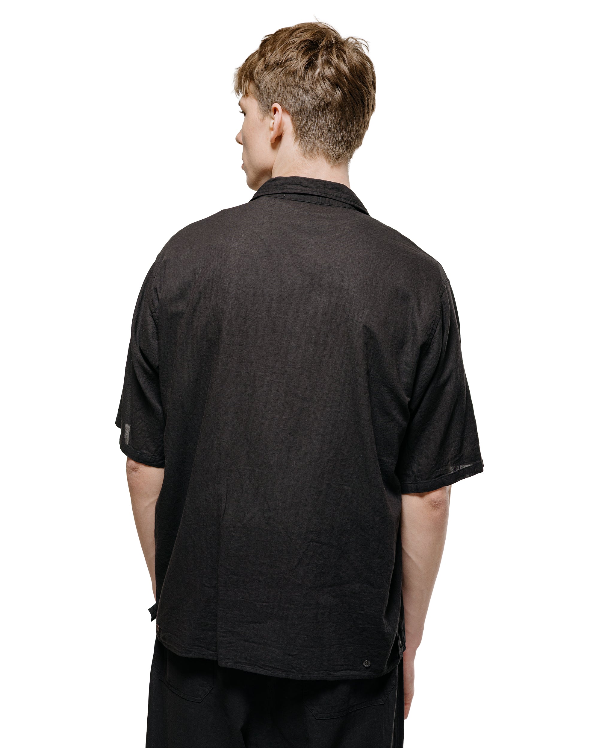 marka Open Collar S/S Shirt High Twisted Dobby Cloth Black
