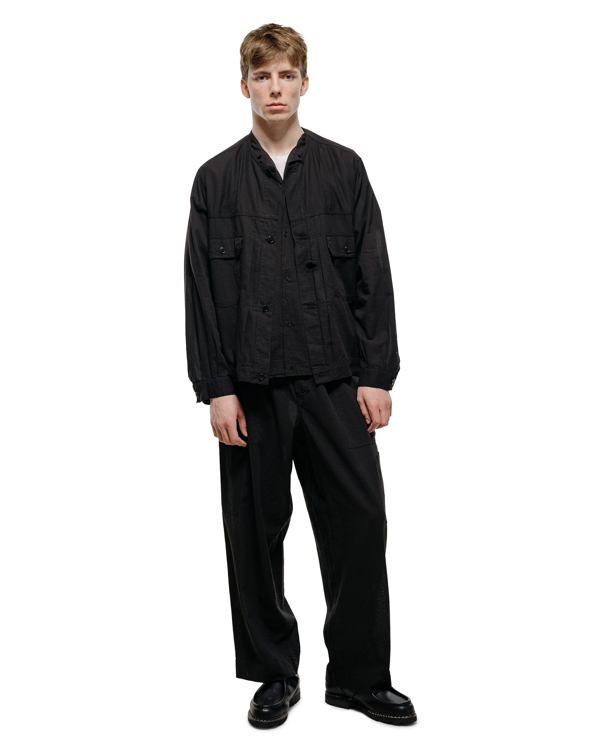 marka Open Collar S/S Shirt High Twisted Dobby Cloth Black