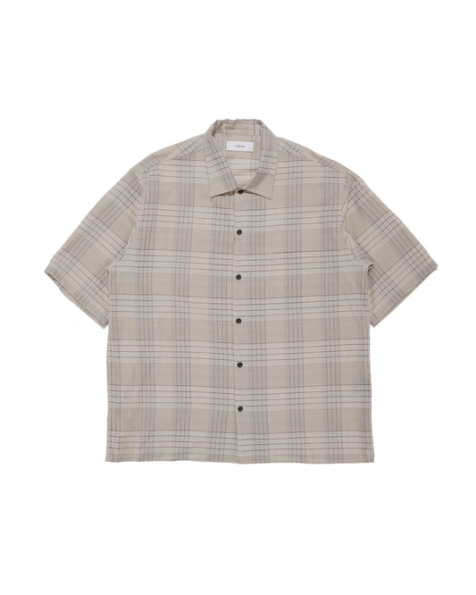 marka Open Collar S/S Shirt Organic Cotton High Twisted Loan Sage Check