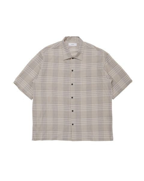 marka Open Collar S/S Shirt Organic Cotton High Twisted Loan Sage Chec