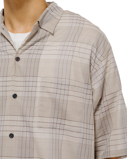 lost & found MARKAWARE marka Open Collar S/S Shirt Organic Cotton High Twisted Loan Sage Check