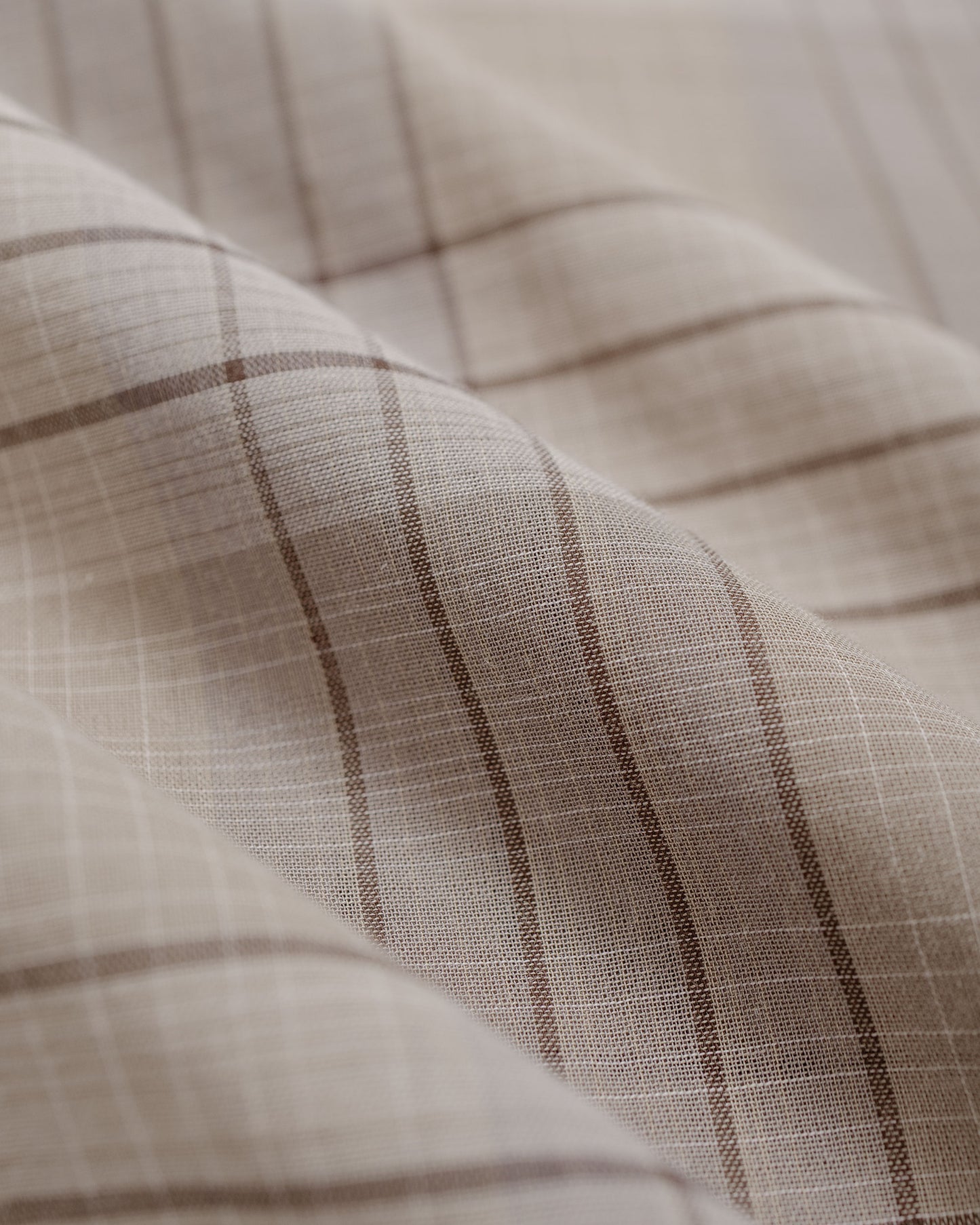 lost & found MARKAWARE marka Open Collar S/S Shirt Organic Cotton High Twisted Loan Sage Check