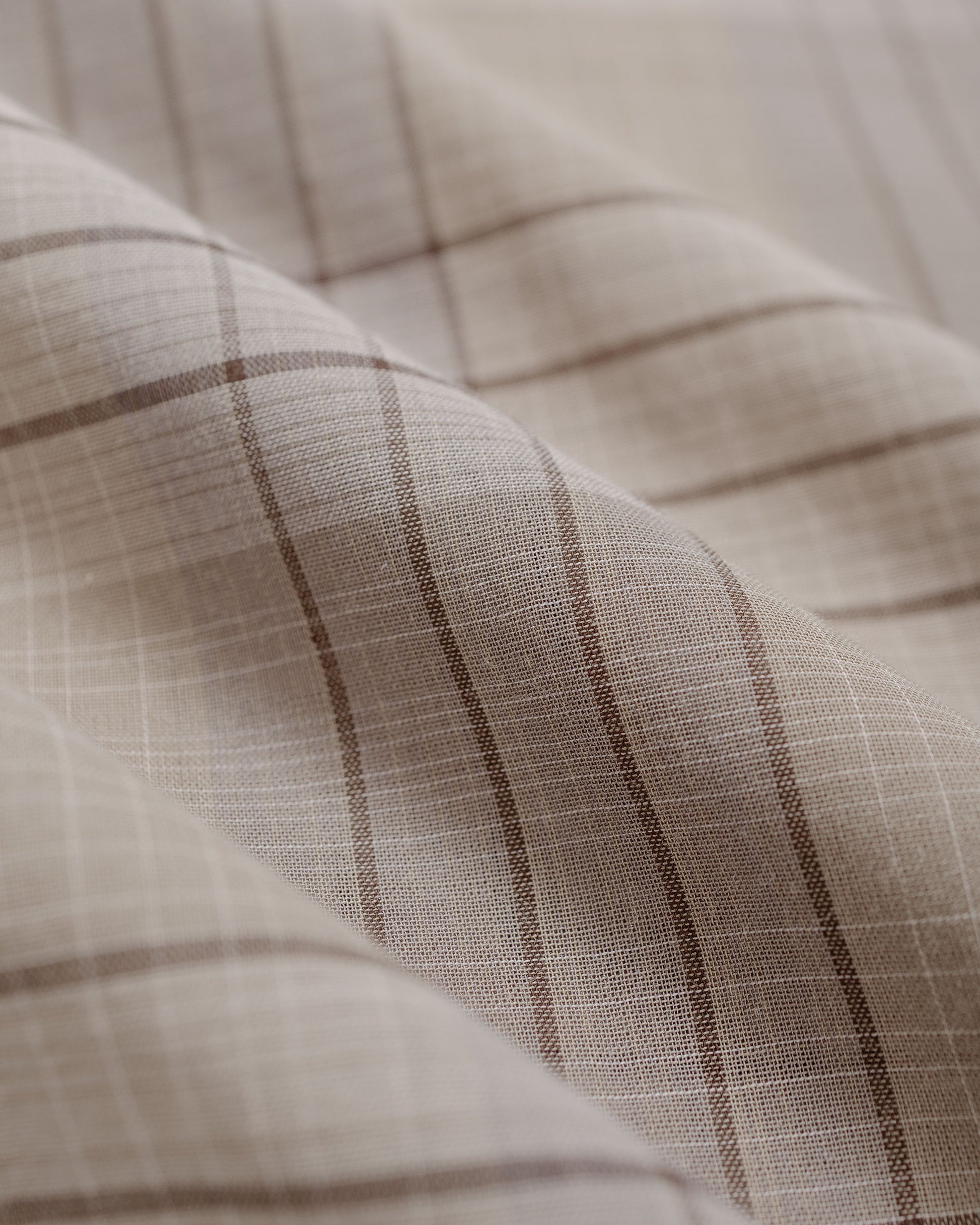lost & found MARKAWARE marka Open Collar S/S Shirt Organic Cotton High Twisted Loan Sage Check