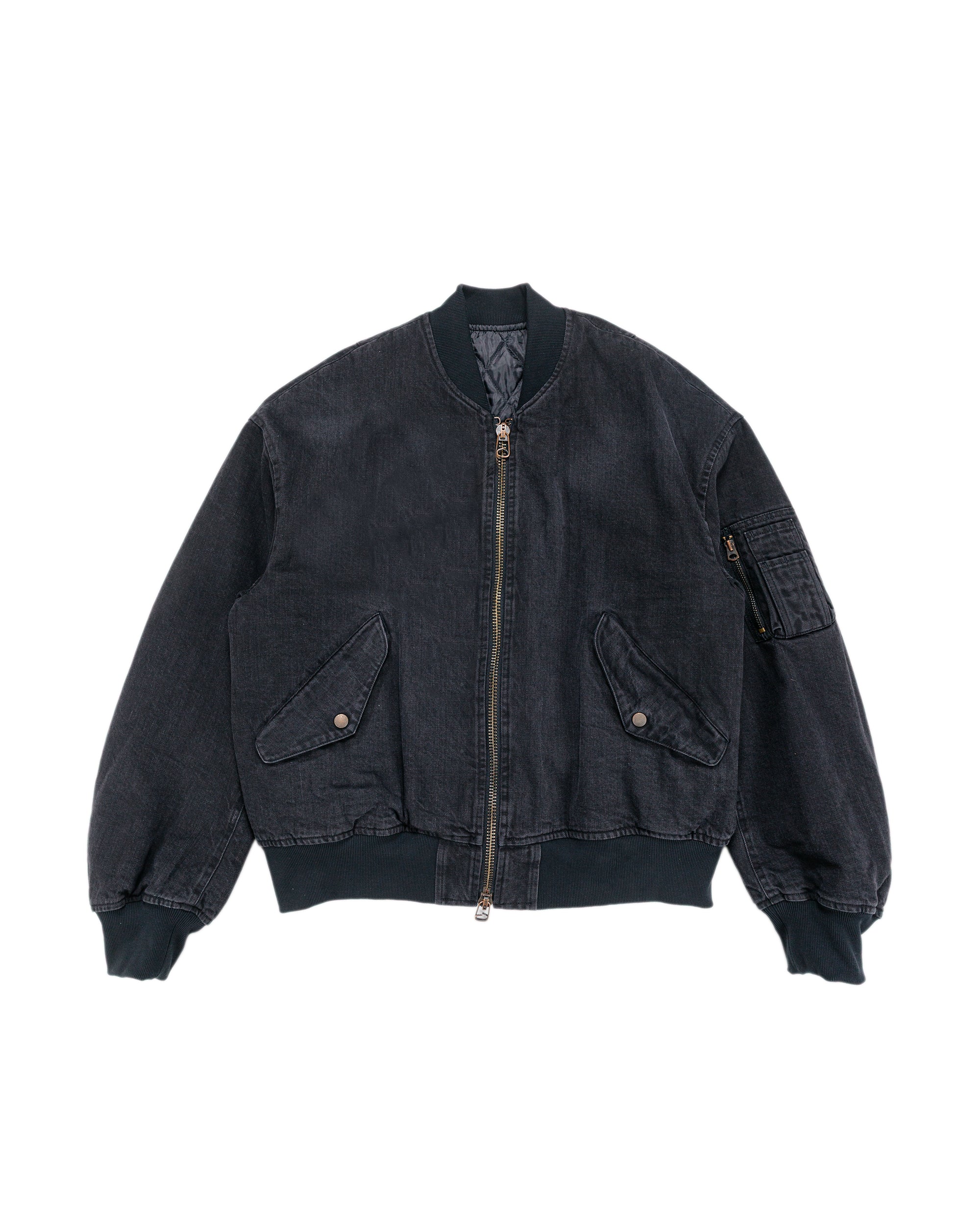 marka Puffed Denim Bomber Jacket Organic Cotton 12oz Denim Black