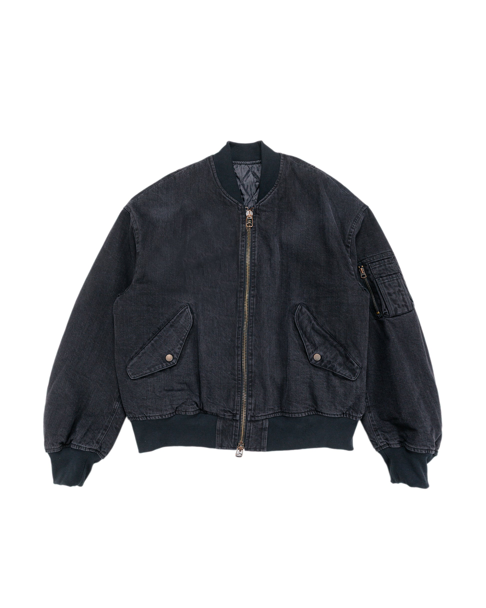 marka Puffed Denim Bomber Jacket Organic Cotton 12oz Denim Black