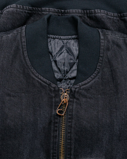 marka Puffed Denim Bomber Jacket Organic Cotton 12oz Denim Black