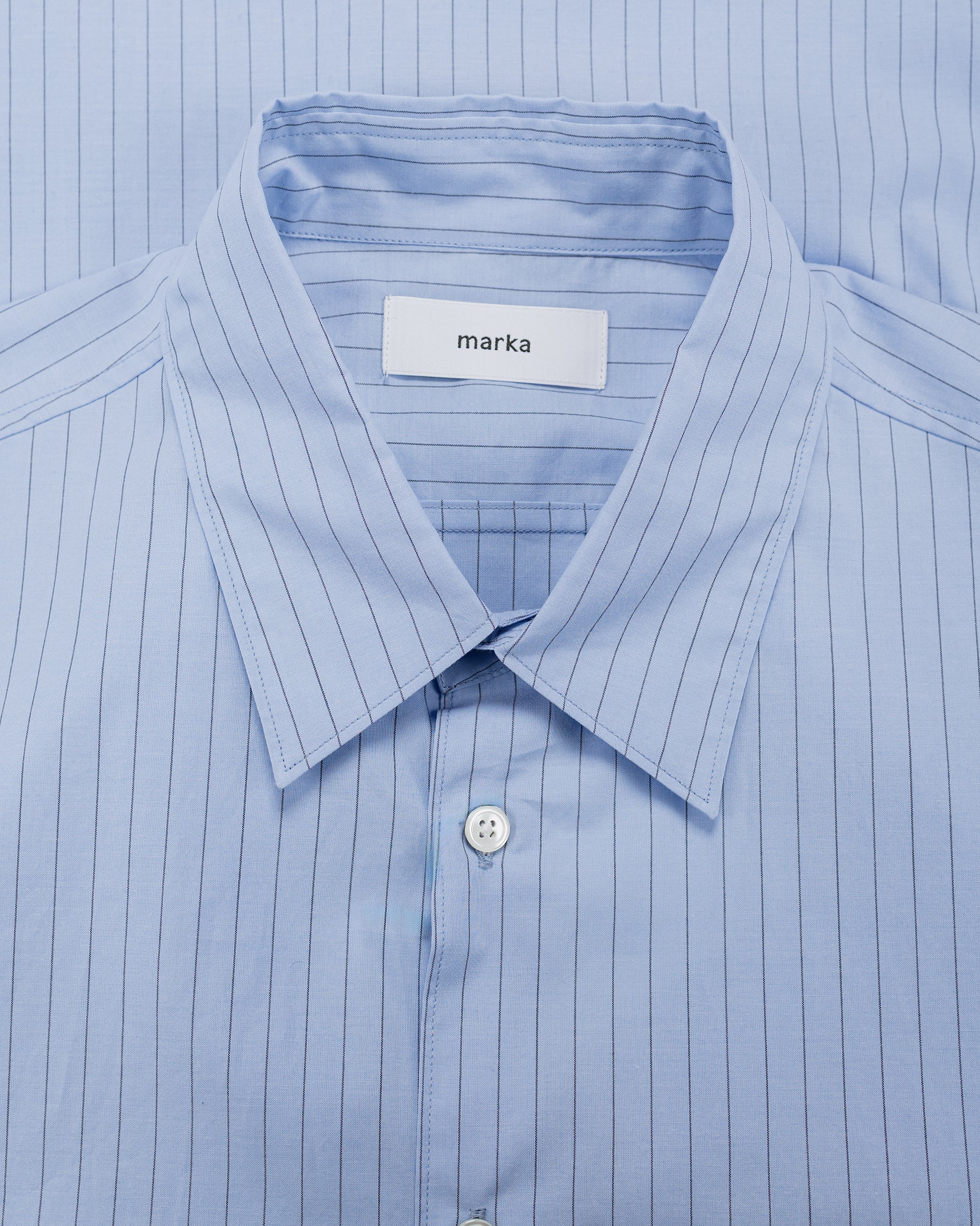 トップス marka 26SS REGULAR COLLAR SHIRT 3 STRIPE marka Regular Collar Shirt Organic Cotton Stripe Blue Stripe