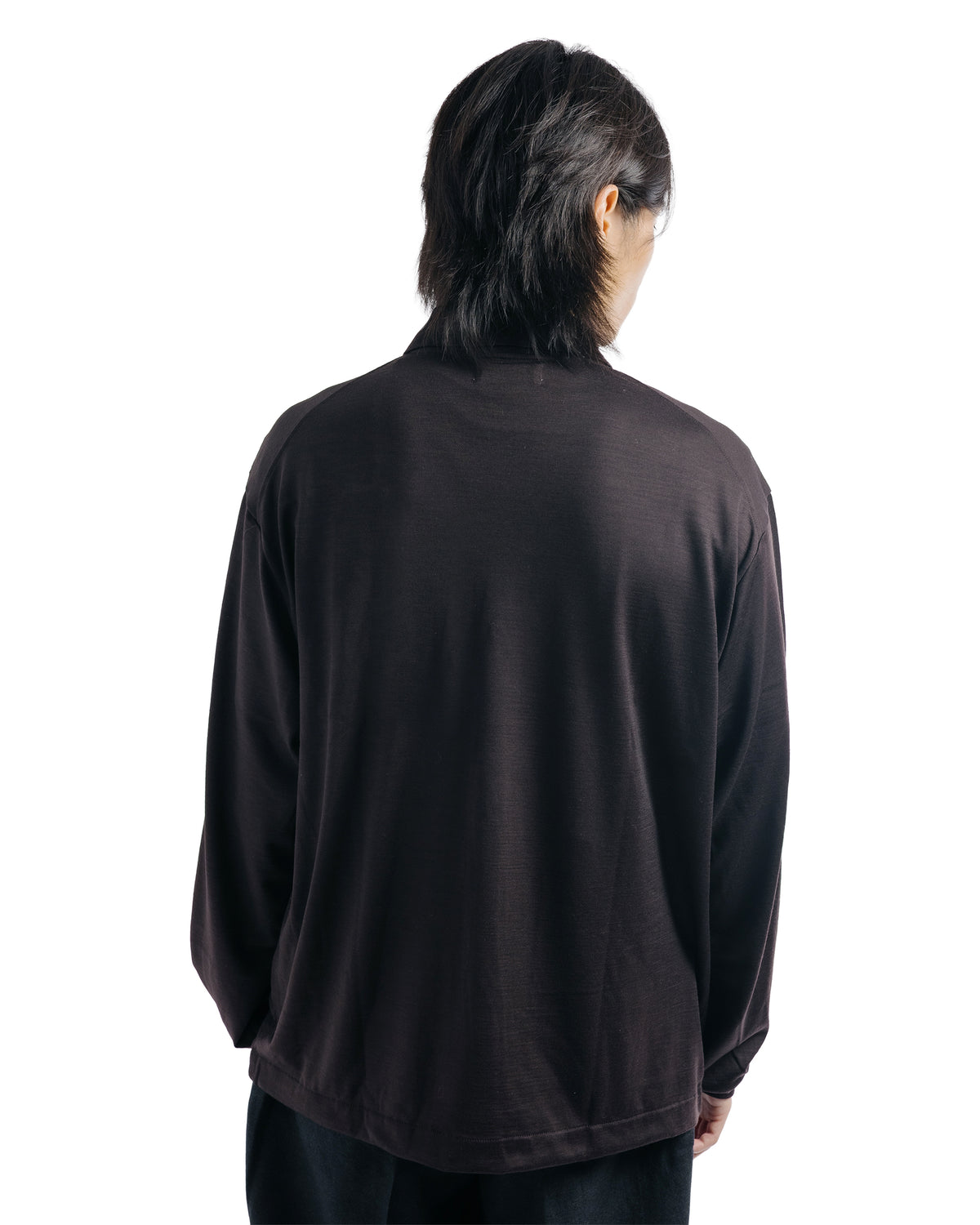 marka Shirt Cardigan Super 100's Washable Wool Jersey Dark Brown