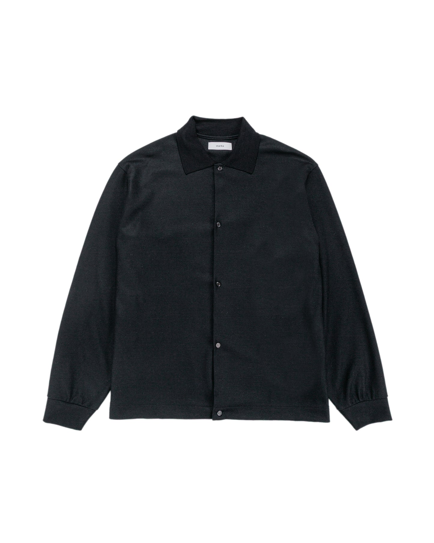 marka Shirt Cardigan Super 140s Wool Knit Black